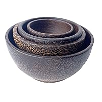 Small Wooden Condiment Dipping Bowls Set of 4 – Hand Carved Black Palm Wood Mini Charcuterie Cups for Dips, Spices, Nuts, Snacks, or Side Dishes (Multi-size Set of 4)