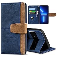 Leather Business Cell Phone Holster for Google Pixel 8A,Anti-Slip Scratch Resistant Flip Cover with Card Holder,Stand Feature Wallet Case 6.2 Inches - Blue