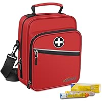 Insulin Cooler EpiPen Carrying Case Insulated, Travel Medication Diabetes Supplies Organizer Bag with Shoulder Strap for Asthma Inhaler, Auvi-Q, Allergy Medicine Essentials (Red)