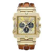 JBW Men's Luxury Phantom 1.00 ctw Diamond Chronograph Wrist Watch with Leather Band