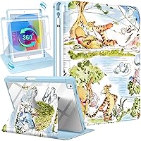 Besoar for iPad 9th/8th/7th Generation 10.2 inch Case Cute Cartoon Kawaii for Girls Kids Girly Women Design Covers,360 Degree Rotating Folio Stand Pencil Holder for Apple i Pad 9/8/7 Gen,Animal Bear1