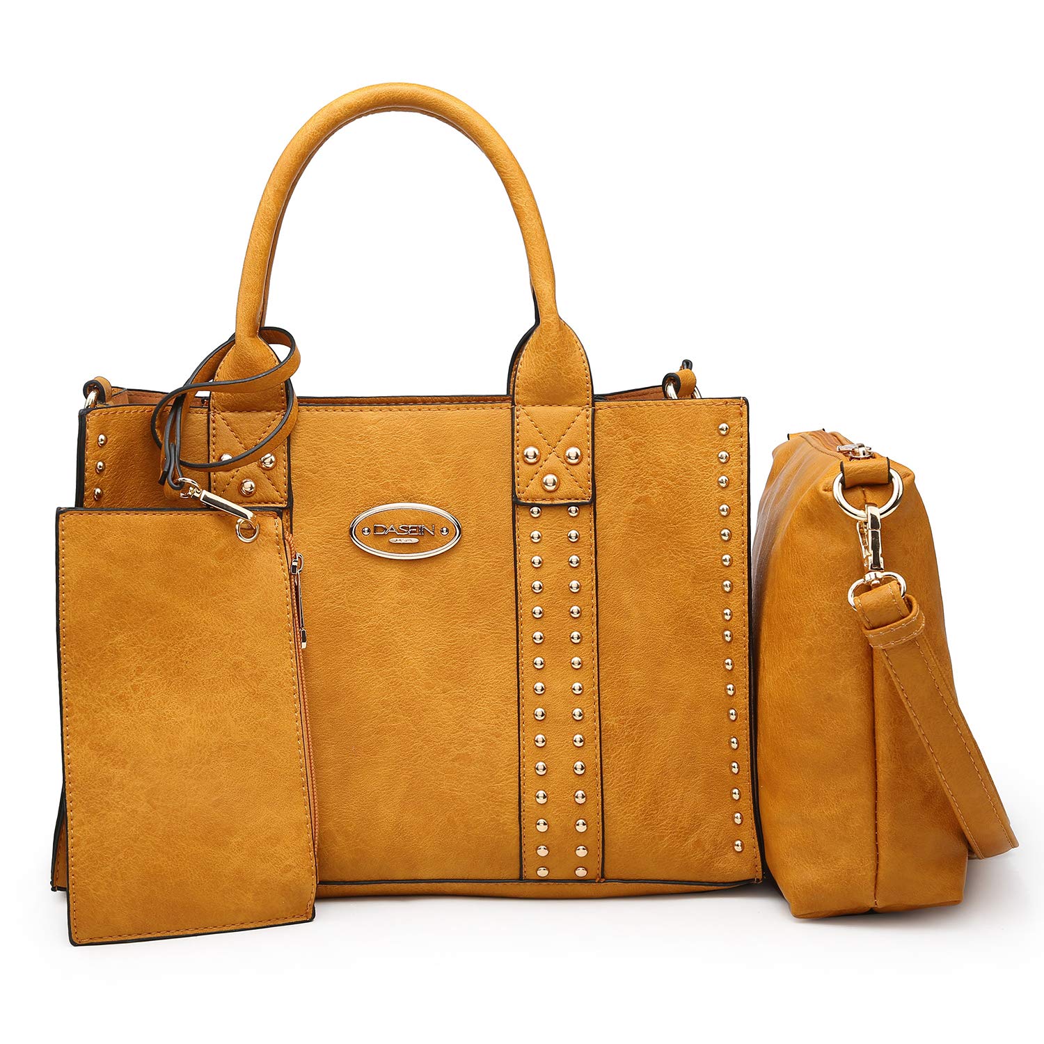 Dasein 3pcs Women Handbag Wallet Top Handle Satchel Purse Hobo Crossbody Shoulder Bag Tote Bag with Studs