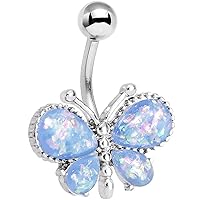 Body Candy Stainless Steel Iridescent Accent Bless My Butterfly Belly Button Ring