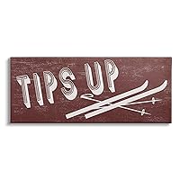 Stupell Industries Tips Up Phrase Retro Typography Ski Winter Sport, Design by Daphne Polselli Canvas Wall Art, 24 x 10, Red