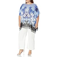 Avenue Women's Plus Size Poncho Watercolor