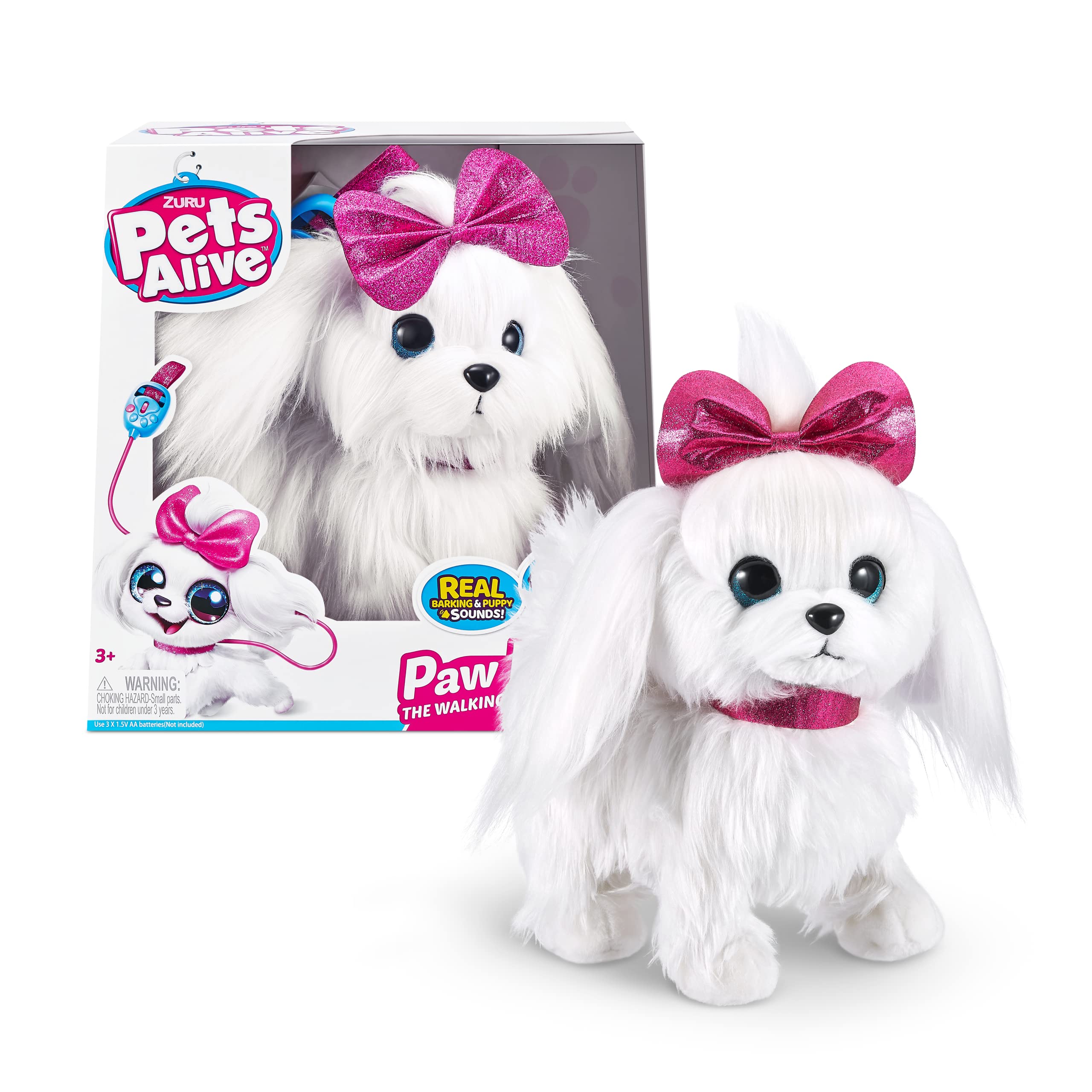 Pets Alive Lil' Paw The Walking Puppy by ZURU Interactive Dog That Walk, Waggle, and Barks, Interactive Plush Pet, Electronic Leash, Soft Toy for Kids and Girls