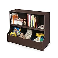 Badger Basket Multi-Bin Toy Storage Organizer and Book Shelf for Kids - Espresso