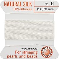100% Silk Beading Thread, White, Size 6, 10 Pack | BDC-231.06