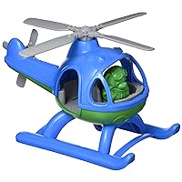 Helicopter, Blue/Green CB - Pretend Play, Motor Skills, Kids Flying Toy Vehicle. No BPA, phthalates, PVC. Dishwasher Safe, Recycled Plastic, Made in USA.