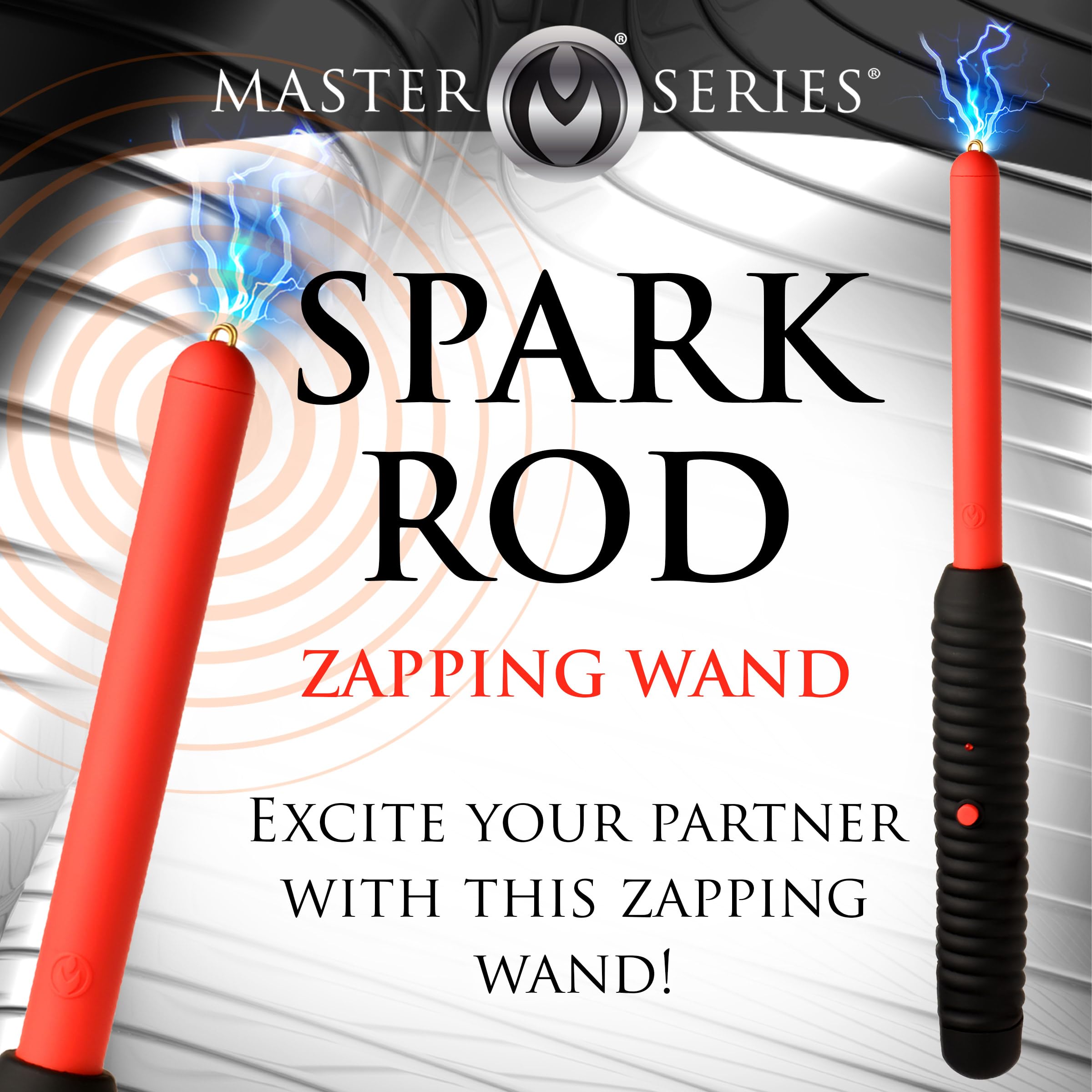 MASTER SERIES Spark Rod Zapping Wand for Men, Women, & Couples. Pinpoint E-Stim, Shock Sensation with Intimidating Sound, Exciting Scene Play, Easy Grip Handle. 1 Piece, Black