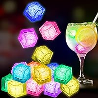 300 Pack Light Up Ice Cubes Bulk - Light Up Ice Cubes for Drinks With Changing Color - Led Ice Cubes Flashing Glow in the Dark - Water Activated Waterproof Ice Cubes Bar Club Wedding Party Decor