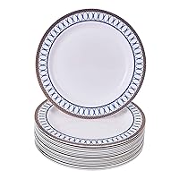 SILVER SPOONS Blue Elegant Plastic Plates For Party, 20 Side Plates 7.5”, Heavy Duty Disposable Plate Set, Fine Dining Plastic Dishes For Elegant China Look, Plastic Dinnerware - Renaissance