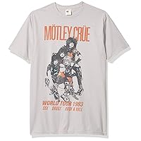 Motley Crue Men's Vintage World Tour 1983 Slim Fit T-Shirt Silver