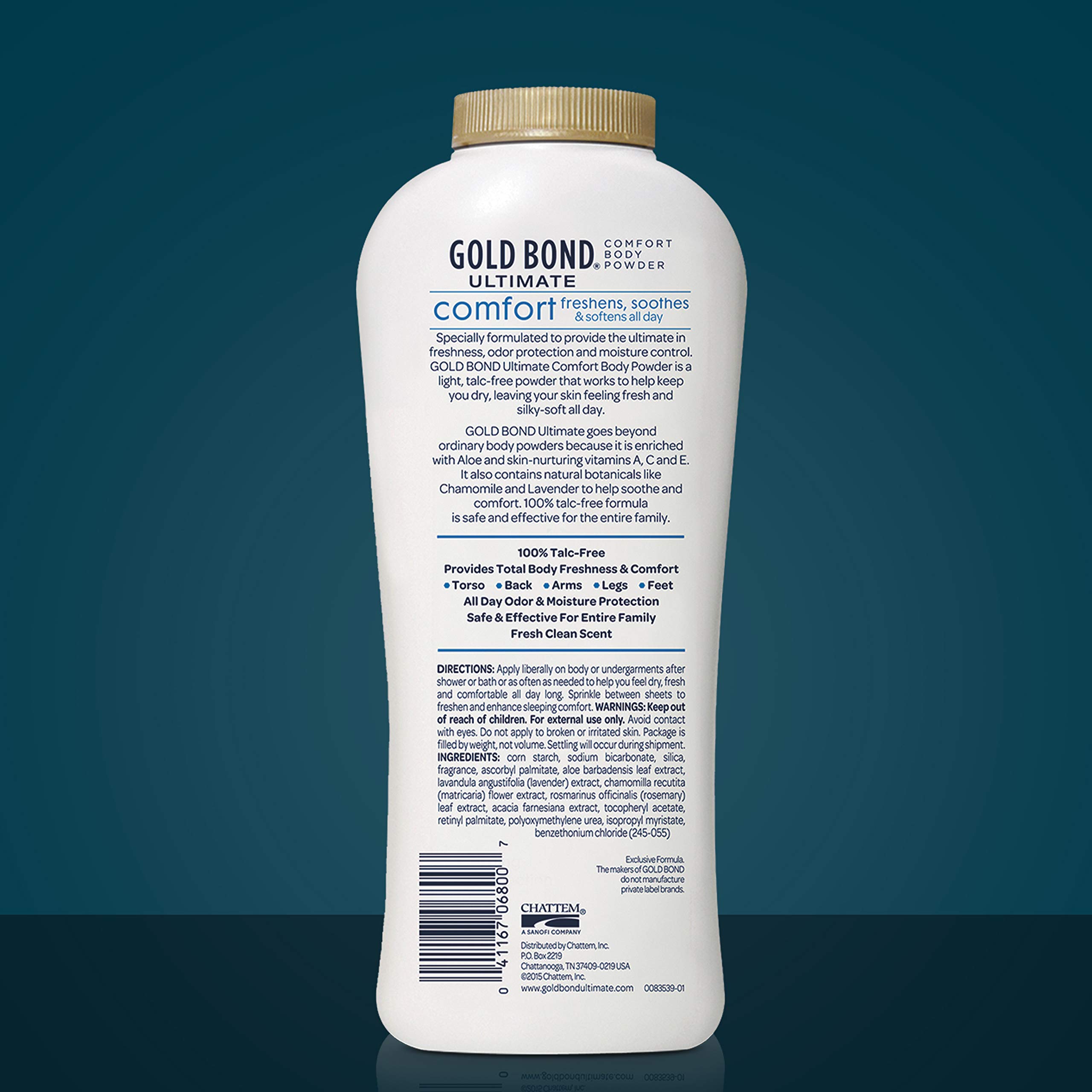 Gold Bond Ultimate Comfort Body Powder 10 oz. (Pack of 3), Talc-Free Formula with Aloe & Chamomile