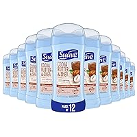 Suave Deodorant Women, Antiperspirant, Cocoa Shea Butter, 48-Hour Odor & Wetness Protection, with Essential Oils, anti-staining, no baking soda 2.6 oz (Pack of 12)