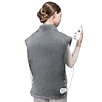 Evajoy Electric Heating Pad for Back Pain Relief, 27”×35” Extra Large Heating Pads for Neck Shoulders Spine and Legs, 6 Heating Levels and 2H Auto-Off Timer, Machine Washable, Flannel Surface, Gray