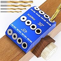 Blue Angled Drill Guide Jig with 4 Bits for Wood Posts & Cable Railing Lag Screw Kit, Durable All Metal Drill Jig for Drilling 30°, 45°, 90° Degree Angle Holes