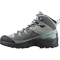 Salomon Women's QUEST ROVE GORE-TEX Leather Hiking Boots for Women, Quarry / Quiet Shade / Black, 10.5
