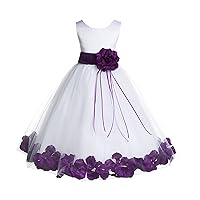 ekidsbridal Floral Rose Petals White Flower Girl Dress Pageant Dresses Junior Flower Girl Dress Birthday Girl 007