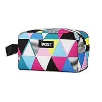 PackIt Freezable Snack Box, Triangle Stripes, Built with EcoFreeze Technology, Collapsible, Reusable, Zip Closure with Buckle Handle, Great for All Ages and Fresh Snacks on the go
