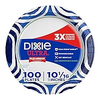Dixie Ultra, Large Paper Plates, 10 Inch, 100 Count, 3X Stronger*, Heavy Duty, Microwave-Safe, Soak-Proof, Cut Resistant, Great For Heavy, Messy Meals