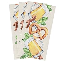 Kitchen Dish Towel Set of 3, Beer Festival Beer Bread Roast Sausage Linen Texture Dish Towels and Dishcloths Sets, Soft Absorbent Dishtowels Dish Cloths for Drying Dishes 18x28 Inch