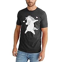 Mens Dabbing Cartoon Unicorn Cute Graphic Print Short Sleeve T Shirt