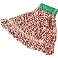 Rubbermaid Commercial Products Super Stitch Blend Mop Head Replacement, 5-Inch Headband, Medium, Green, Cotton/Synthetic Industrial Wet Mop for Floor Cleaning Office/School/Stadium/Lobby/Restaurant