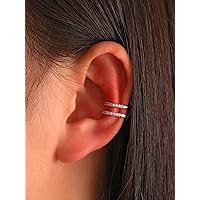 Earrings for Women- 1pc Rhinestone Decor Ear Cuff Birthday Valentine's Day (Color : Rose Gold)