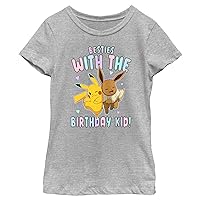 Pokemon Girls Cuteness Birthday Short Sleeve Tee Shirt, Athletic Heather
