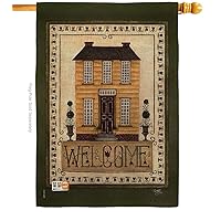 Breeze Decor Welcome Yellow House Flag Country Living Primitive Farm Western Barn American Rustic Cowboy Rural Ranch Decoration Banner Small Garden Yard Gift Double-Sided, Made in USA