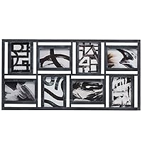 MELANNCO 8 Opening Collage Frame- Displays Four 4x6 and Four 6x4 Inch Photos, Horizontal or Vertical Display, 25x15 Inch, Distressed Black