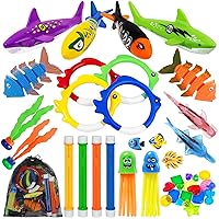Pool Toys for Kids Ages 8-12, 40 Pcs Swimming Pool Toys with Storage Bag, Underwater Training Pool Diving Toys, Fun Swim Water Toys for Boys Girls Adults
