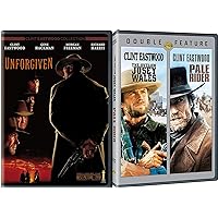 Unforgiven + The Outlaw Josey Wales, Pale Rider Clint Eastwood classic Western icon DVD Pack 3 Movie Set Action Bundle