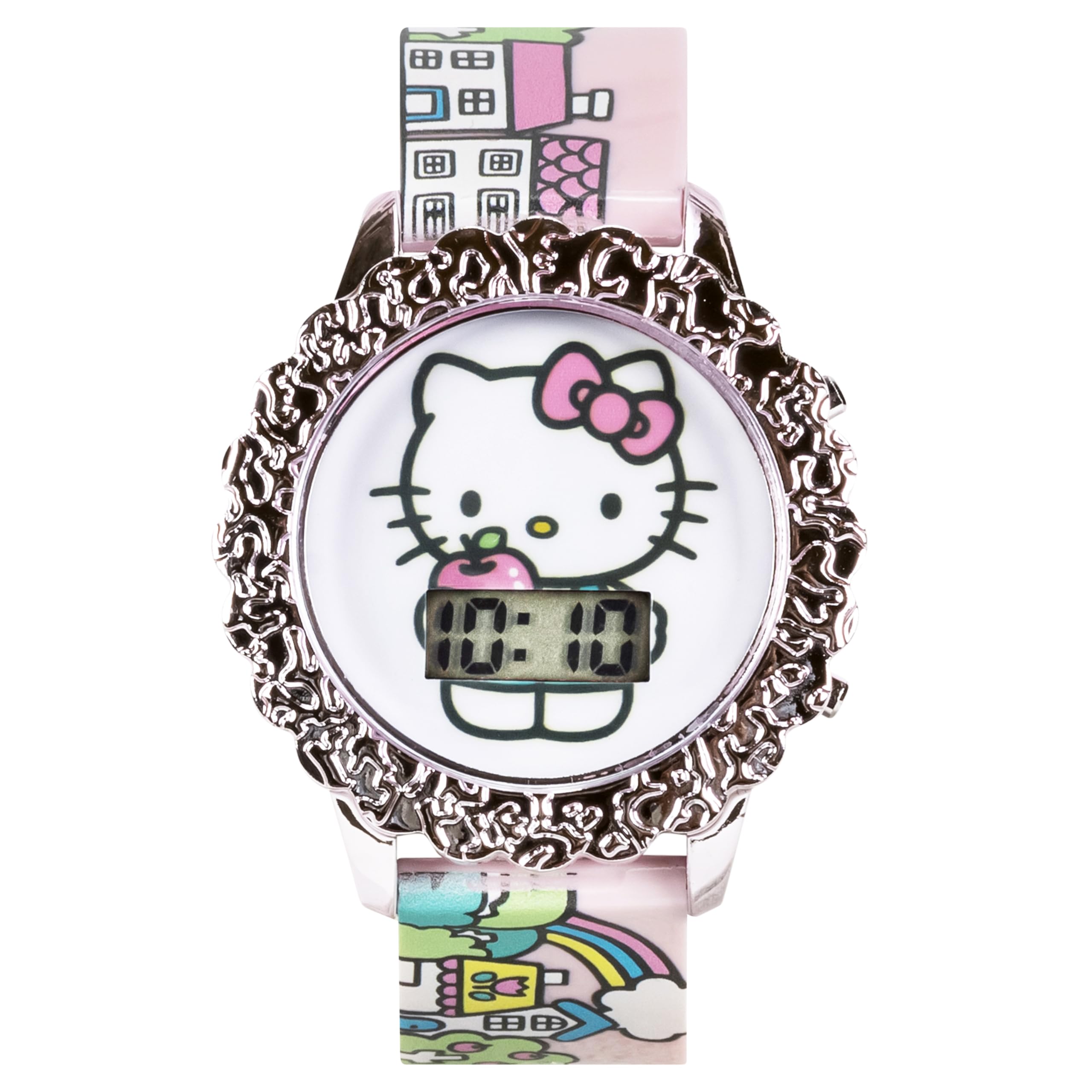 Accutime Hello Kitty Digital LCD Quartz Kids Pink Watch for Girls with Hello Kitty and Friends Pink Band Strap (Model: HK4195AZ)