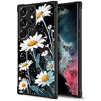 for Galaxy S24 Ultra Case,Tire Texture Non-Slip Soft TPU Hard Back Shockproof Anti-Scratch Protective Case for Samsung Galaxy S24 Ultra 6.8'',Cute Daisy Flowers