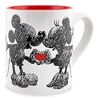 Silver Buffalo Disney Micky Minnie Heart Glitter Ceramic Coffee Mug, 14 Ounces