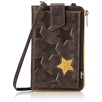 Moz No.86153 star Neck Wallet > Women's Multi-Case with Strap, Gray x Yellow