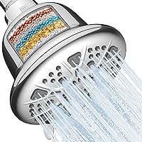 Filtered Shower Head - High Pressure Shower Head with Filter for Hard Water Softener - 7 Settings Bathroom Rain Showerhead to Remove Chlorine and Heavy Metals (Chrome)