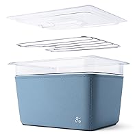 Greater Goods Sous Vide Container 12 Qt with Stainless Steel Rack, Insulation Sleeve, and Lid, Designed in St. Louis (Stone Blue)