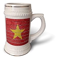 3dRose National flag of Vietnam painted onto a brick wall Vietnamese - Stein Mug, 18oz , 22oz, White