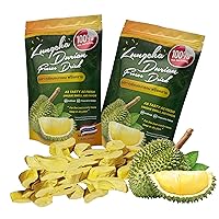 Durian King of Fruit Vacuum Freeze Dried Fresh Durian Monthong Made from Real Fruit 50 Gram or 1.75 Ounce Pack of 2