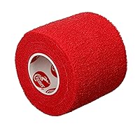 Cramer Eco-Flex Self-Stick Stretch Tape, Cohesive Tape, Flexible Elastic Sports Tape, Athletic Training Room Supplies, Easy Tear & Self-Adherent Bandage Wrap, Single 5 Yard Roll, Red