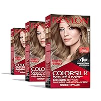 Revlon ColorSilk Beautiful Color Permanent Hair Color, Long-Lasting High-Definition Color, Shine & Silky Softness with 100% Gray Coverage, Ammonia Free, 60 Dark Ash Blonde, 3 Pack