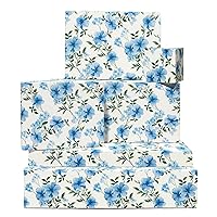 CENTRAL 23 Floral Wrapping Paper - 6 Sheets of Pretty Gift Wrap for Women - White and Blue - Birthday Wedding Valentines Bridal Party - Recyclable