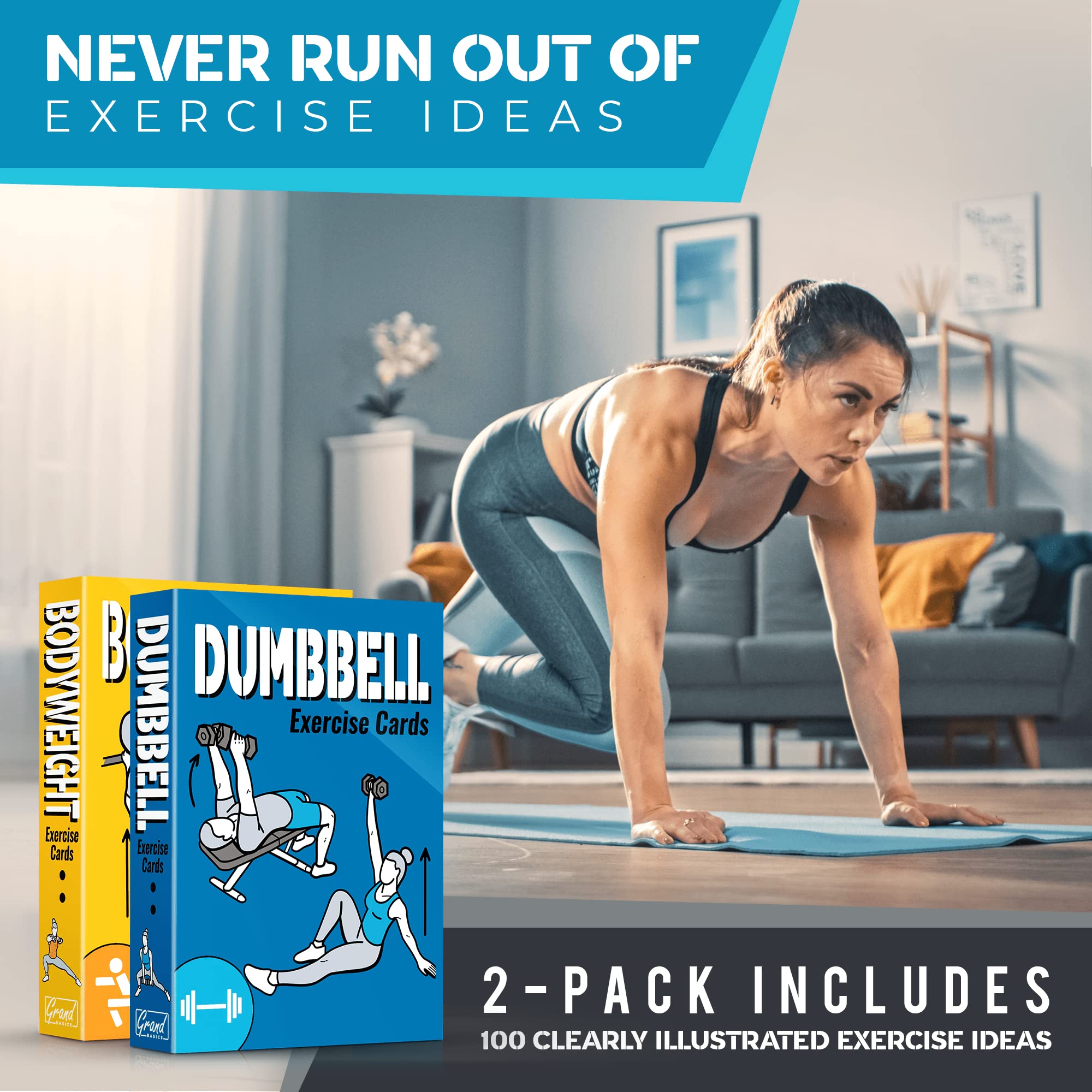 [2-PACK] Bodyweight & Dumbbell Workout Cards - Large Size 5