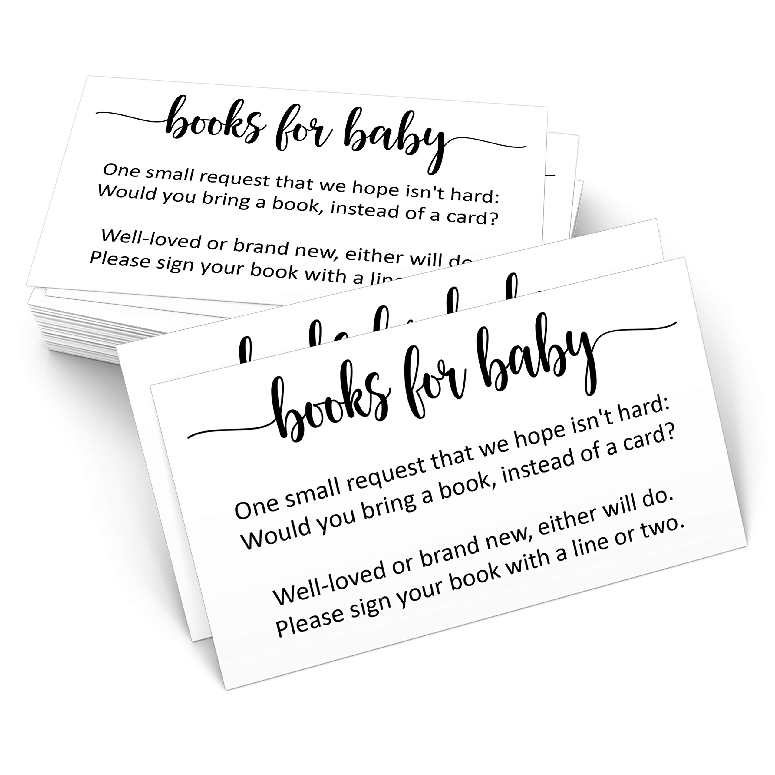 321Done Books for Baby Cards (Set of 50) 3.5 x 2 Baby Shower Insert for Invitations, Business Card Size, Book Instead of Card Request Gift, Small White - Made in USA