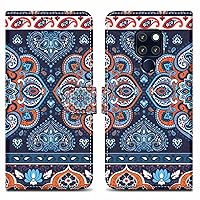 Case Compatible with Huawei Mate 20 - Design Blue Mandala No. 1 - Protective Cover with Magnetic Closure, Stand Function and Card Slot