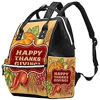 Happy Thanksgiving Card with Ripen Pumpkin Fruits Cereals Diaper Bag Backpack Baby Nappy Changing Bags Multi Function Large Capacity Travel Bag