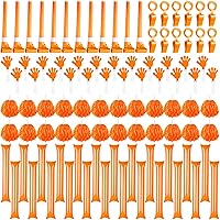 96 Pcs Noisemakers Include 24 Hand Clappers 24 Cheerleading Pom Poms with Handle 24 Thunder Sticks Cheer Sticks 12 Plastic Whistles with Lanyards 12 Squawker Horns for Sport Events Party (Orange)